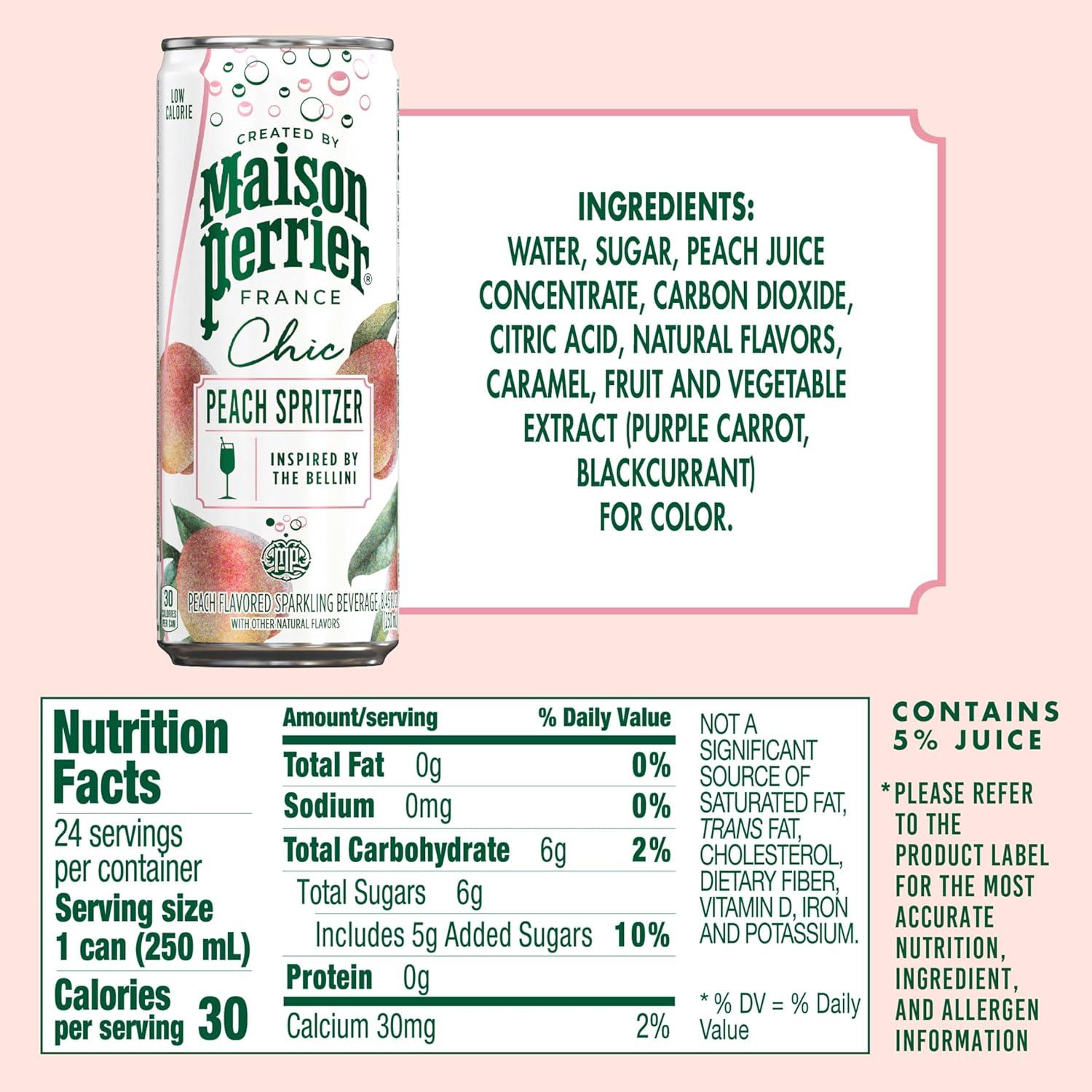 image:imageMaison Perrier Chic Citrus Fizz Lemon Flavored Sparkling Beverage Low Calorie Mocktail 24PackPeach Spritzer