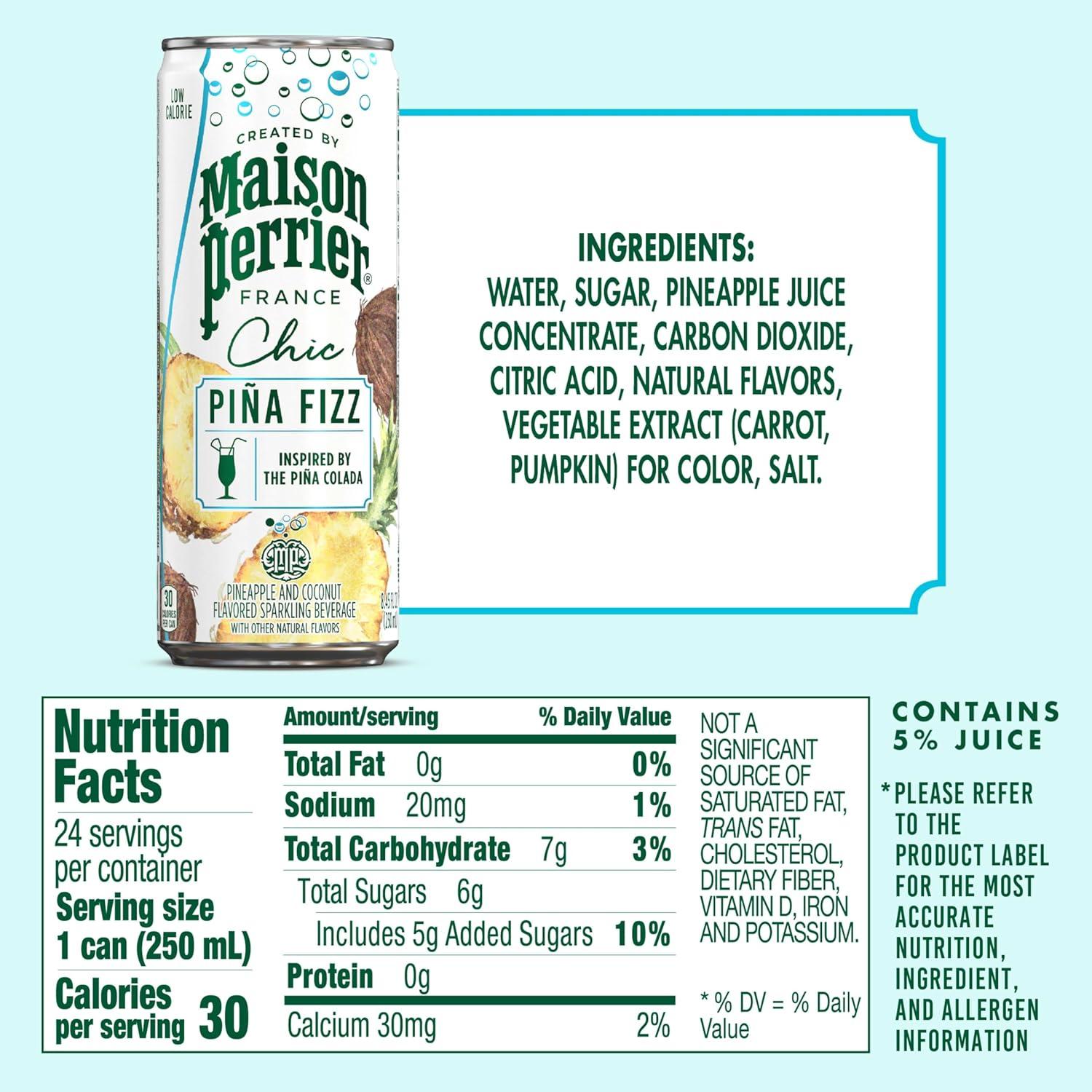 image:imageMaison Perrier Chic Citrus Fizz Lemon Flavored Sparkling Beverage Low Calorie Mocktail 24PackPina Fizz