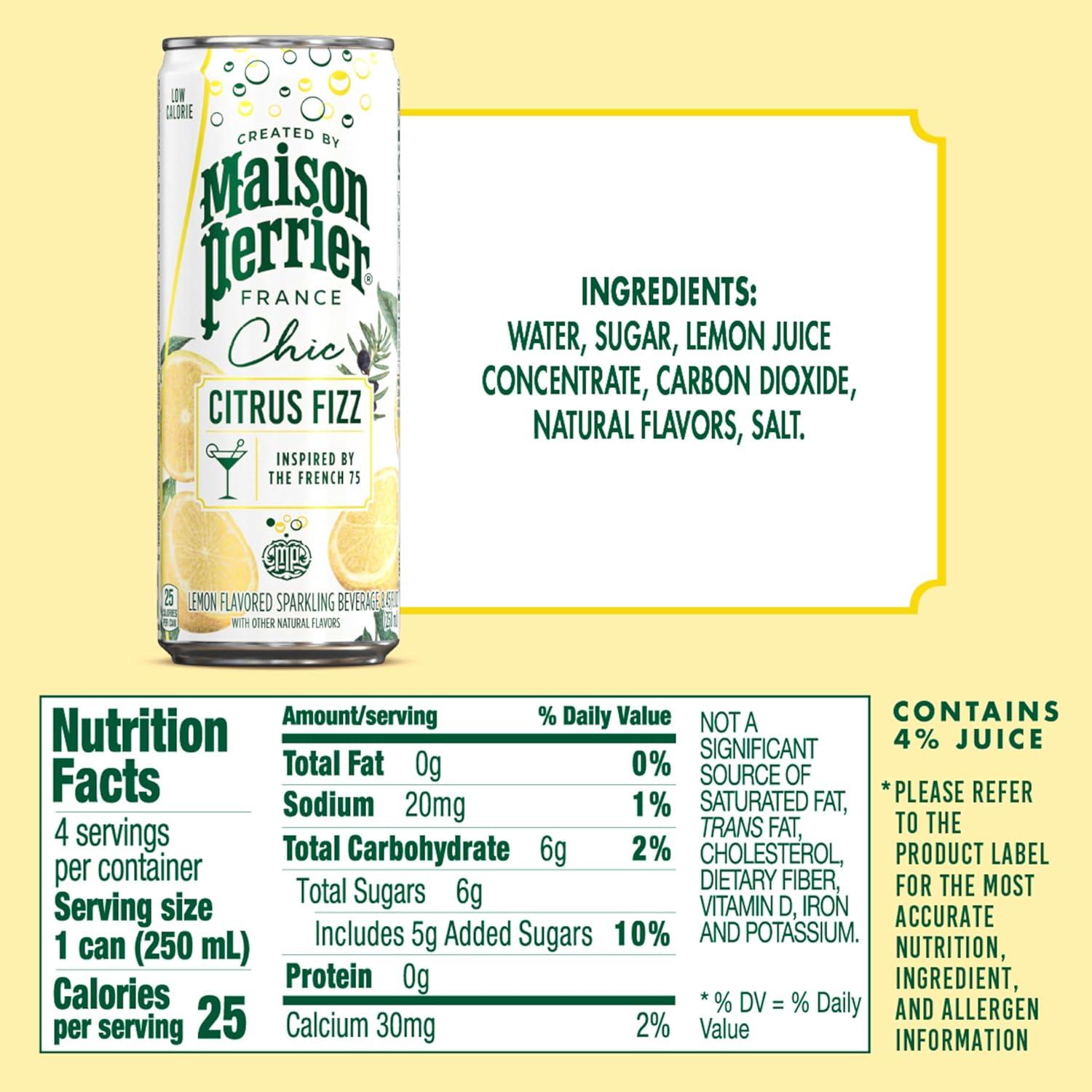 image:imageMaison Perrier Chic Pina Fizz Pineapple and Coconut Flavored Sparkling Beverage Low Calorie Mocktail 24PackCitrus
