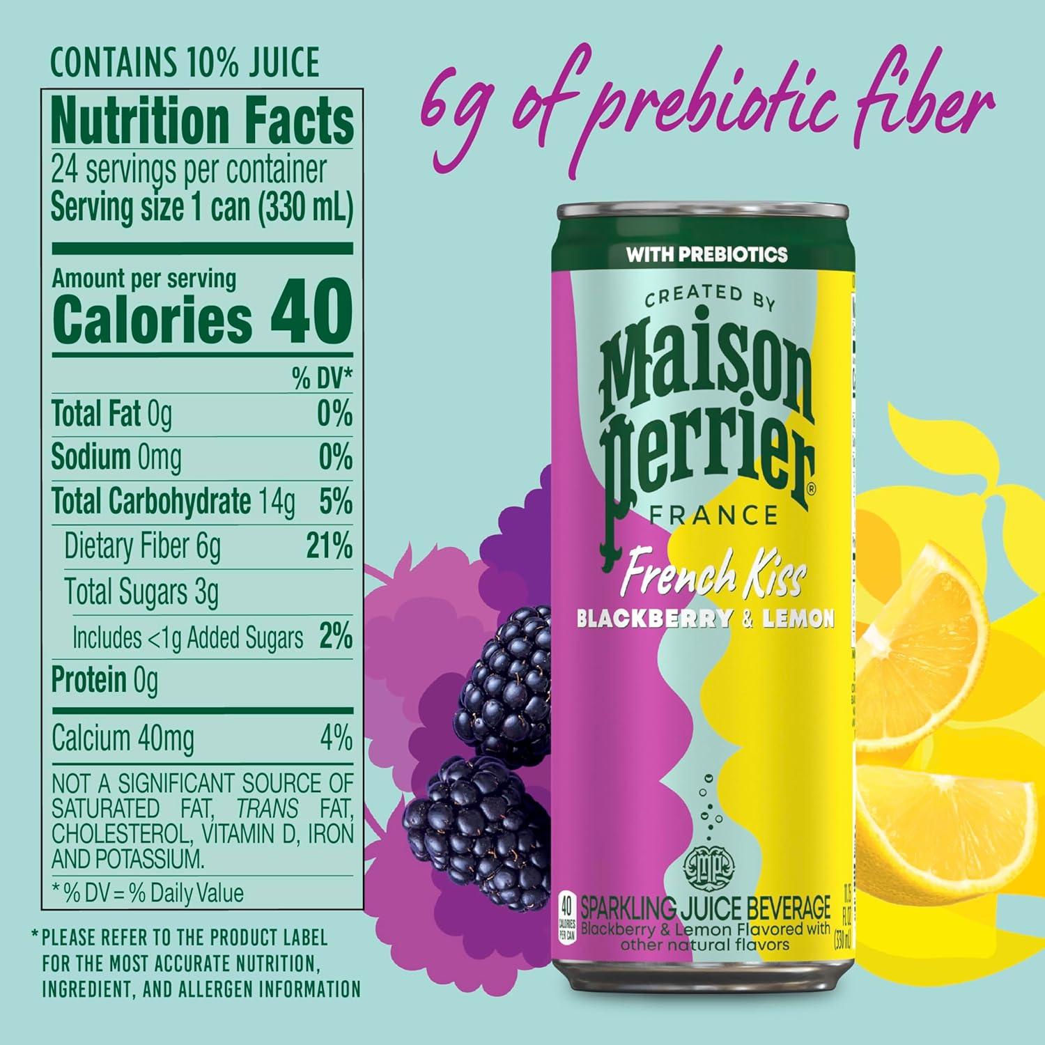 image:imageMaison Perrier French Kiss Sweetened Sparkling Juice Beverage Raspberry amp Lime Flavors With Real Fruit Juices 24PkBLACKBERRY LEMON