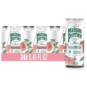 Maison Perrier Chic Pina Fizz Pineapple and Coconut Flavored Sparkling Beverage, Low Calorie, Mocktail, 24-Pack(Peach Spritzer)