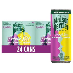 Maison Perrier French Kiss Sweetened Sparkling Juice Beverage, Raspberry & Lime Flavors With Real Fruit Juices, 24Pk(BLACKBERRY LEMON)
