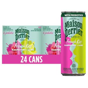 Maison Perrier French Kiss Sweetened Sparkling Juice Beverage, Raspberry & Lime Flavors With Real Fruit Juices, 24Pk(RASPBERRY LIME)
