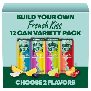 Maison Perrier French Kiss Sweetened Sparkling Juice Beverage, Raspberry & Lime Flavors With Real Fruit Juices, 24Pk(Variety)