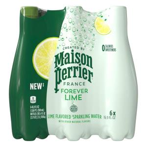 Maison Perrier Ultimate Sparkling Water, 16.9 Fl Oz Plastic Water Bottles, 12 Count(Lime)